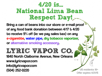 4/20 specials, do it for the Lima Bean!